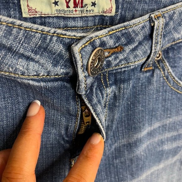 Y2K YMZ Lace Sequins Trim Mini Denim Skirt Size 11 - Picture 7 of 11